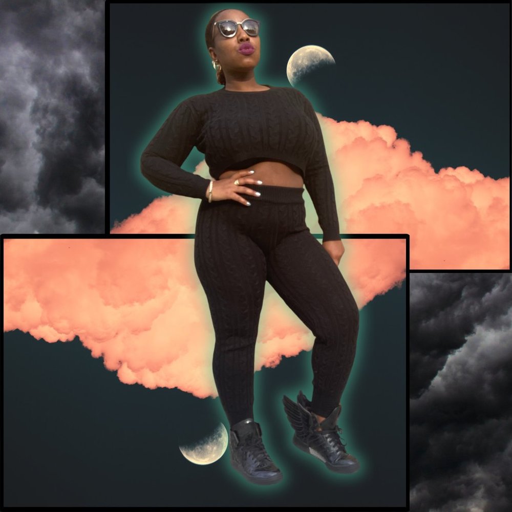 Cable Knit Crop Set (Black)